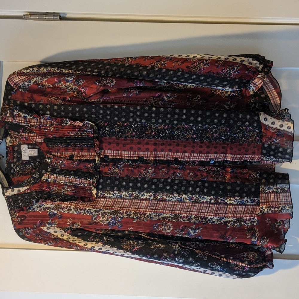 XS Logo sheer button-down blouse, never worn